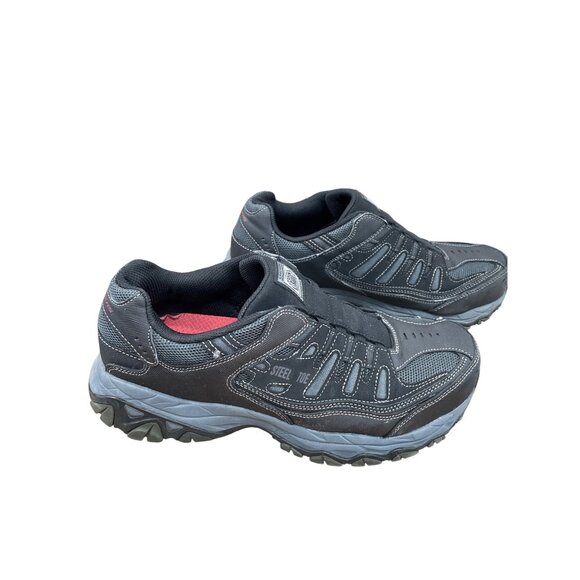 Skechers Work Mens Black leather fabric steel toe Sneakers Size 10 SKU 9054 - Picture 4 of 16